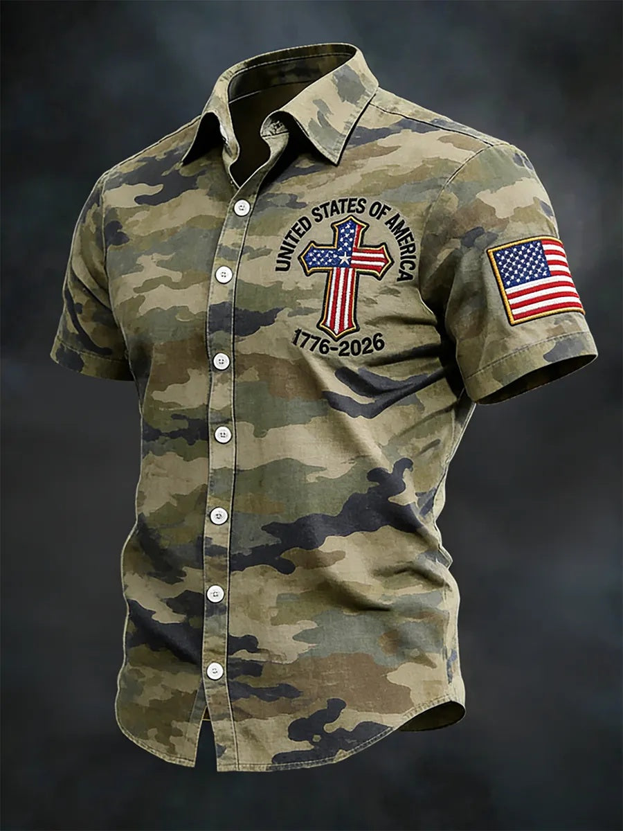 U.S. Faith Camouflage Print Men's Short-Sleeve Shirt