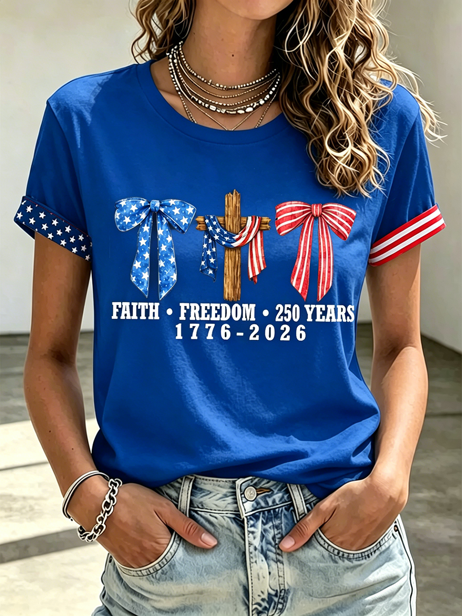 250Th Anniversary Commemorative Faith Printed Round Neck Top In The United States