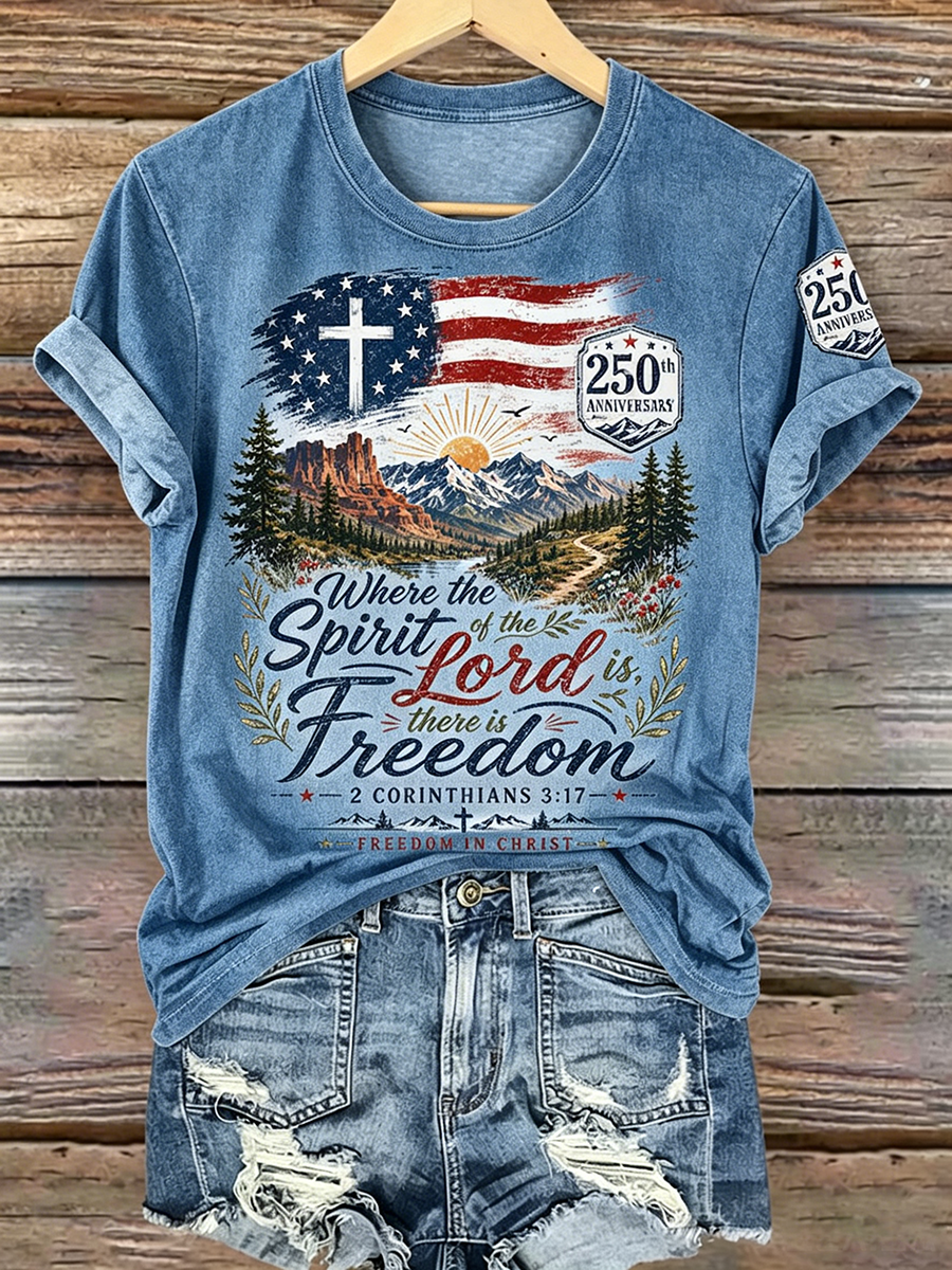 250Th Anniversary Faith Commemorative Printed Round Neck Top In The United States