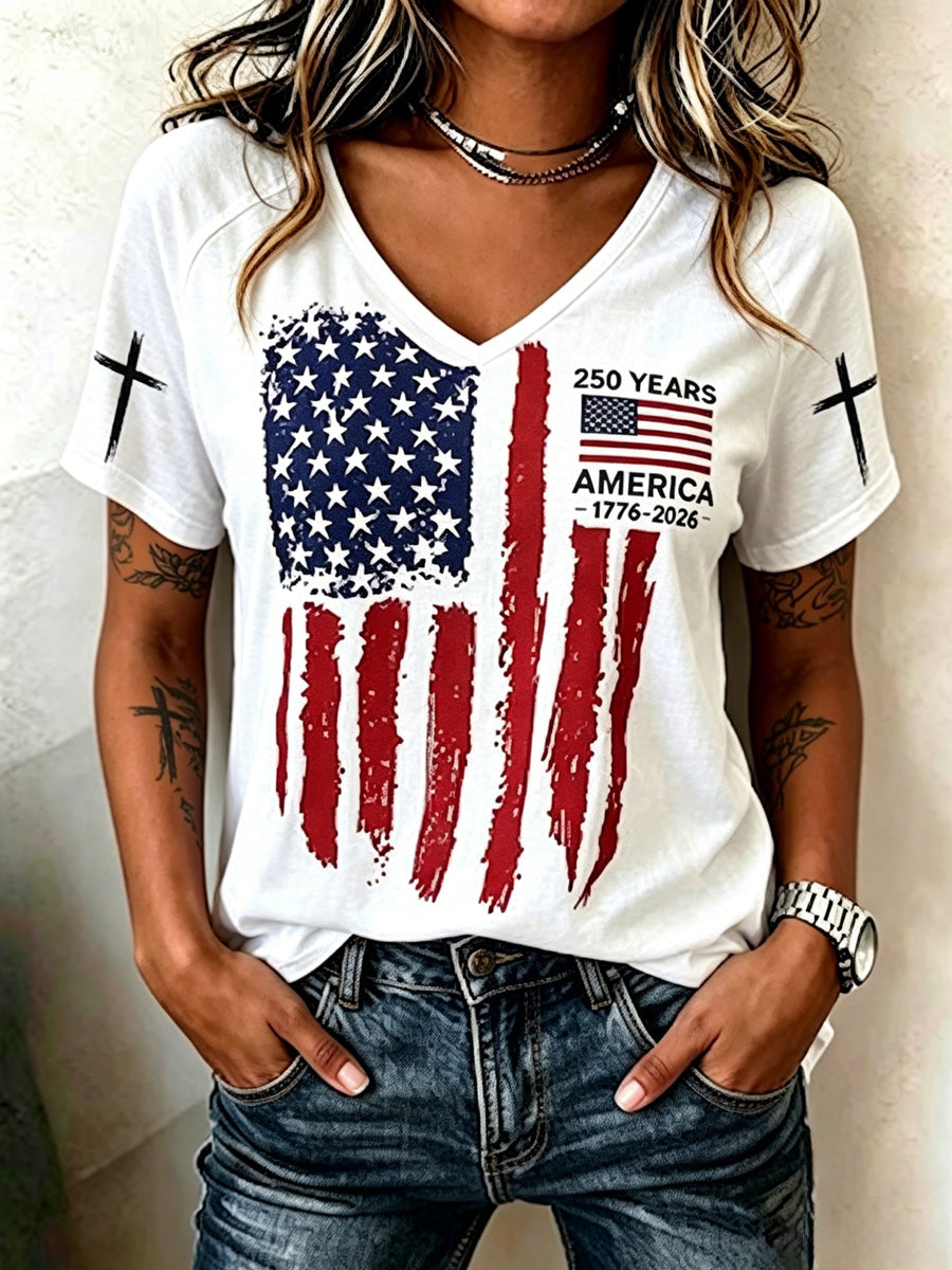 Women's Casual USA 250th Celebration Print Top