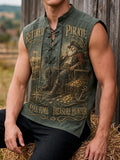 Retired Old Pirate “Full-Time Treasure Hunter” Vintage Lace-Up Sleeveless Shirt