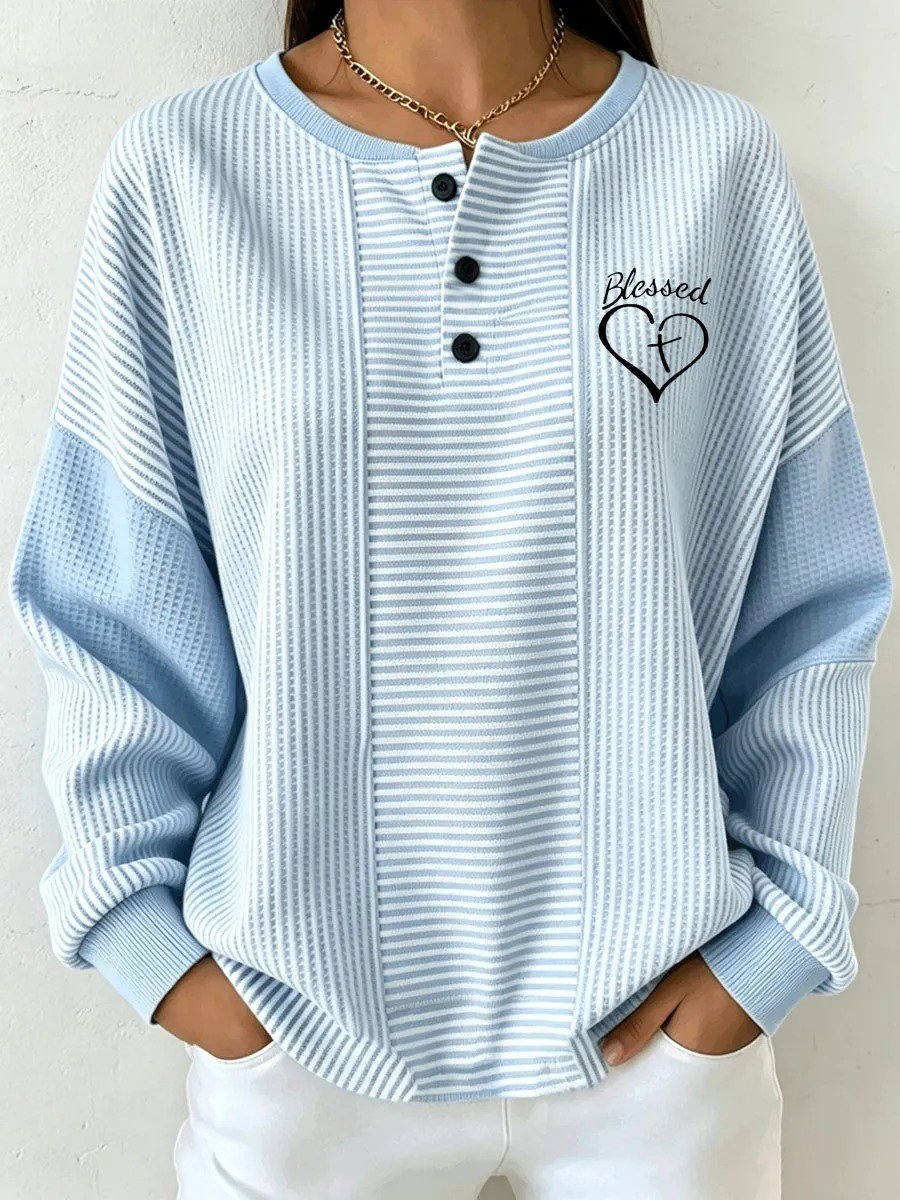 Women's Faith Print Long-Sleeved Knit Top