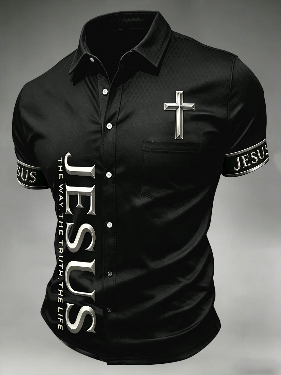 Men's Faith Cross Printed Casual Shirt