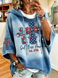 Women'S Retro Faith Cross Printed Hoodie