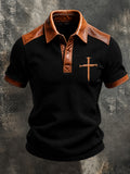 Men'S Retro Faith Cross Waffle Polo Shirt