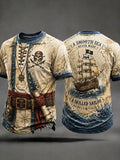 Retro Punk Pirate Art Print Casual T-shirt