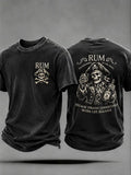 Men's Because Pirates Understand Work-Life Balance Fun Pirate Rum Print Casual T-Shirt