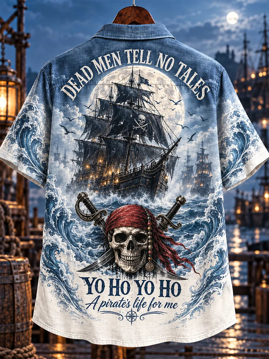 🌕 "Yo Ho Yo Ho" Moonlight Black Galleon Pirate Shirt