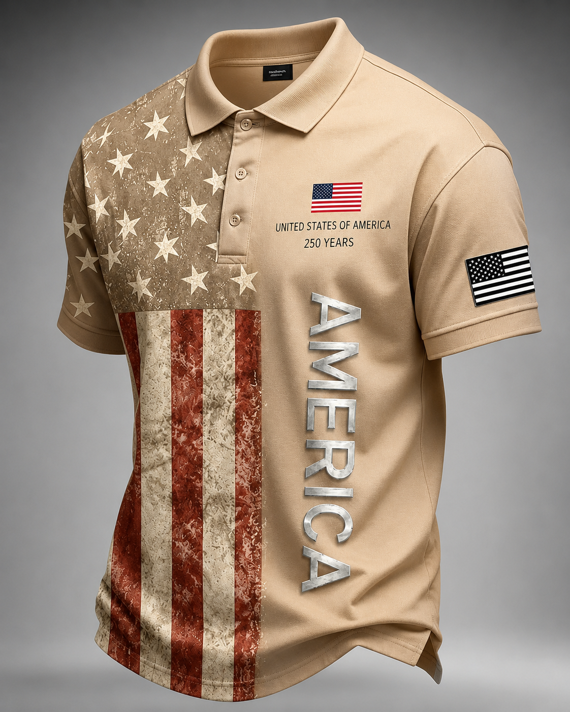 Men's Retro 250th Anniversary United States Of America Print Casual Polo Shirt