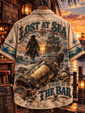 🌊 ⚓ Lost at Sea & Found at Bar Vintage Pirate Tropical Hawaiian Shirt
