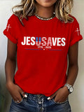 Women'S Jesus Saves Printed Casual T-Shirt