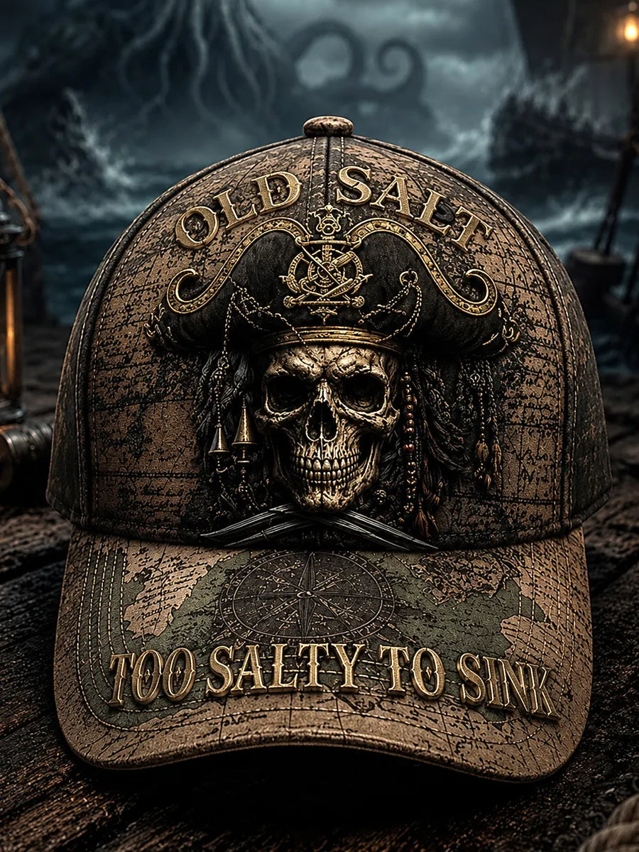 Retro “OLD SALT“ Captain Art Printed Baseball Cap