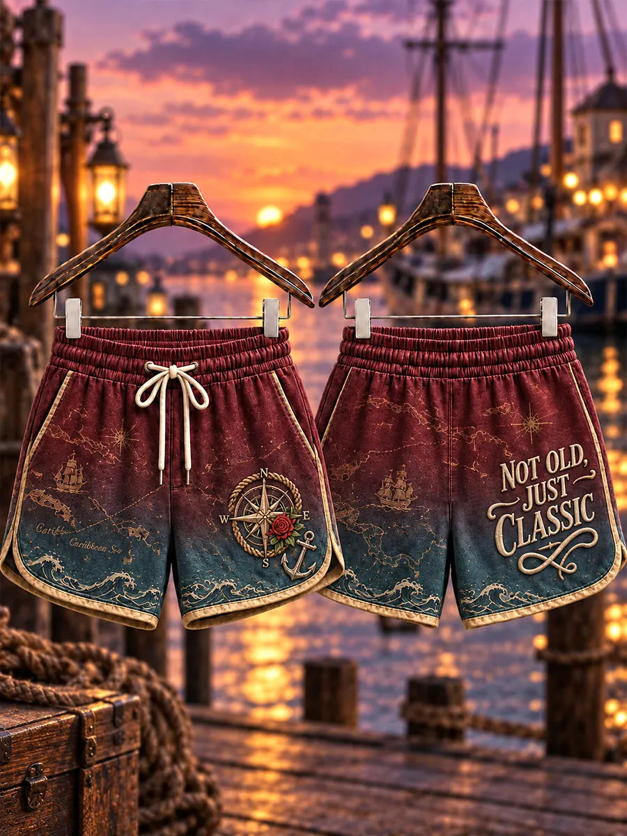 Women’s Vintage Nautical Map Print Shorts