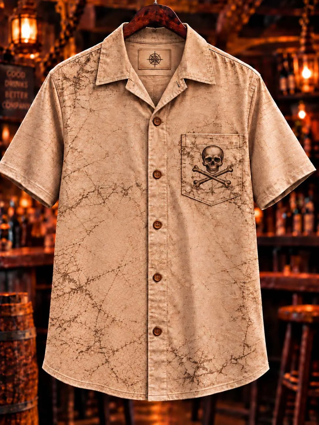 Grungy Pirate Skeleton Short Sleeve Shirt 🏴‍☠️