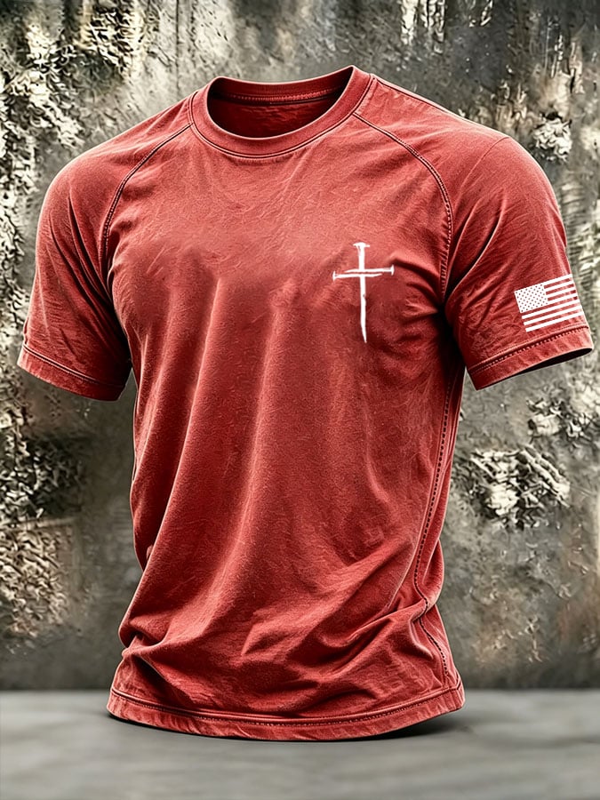 Men's Retro Faith Print Short-Sleeve T-Shirt