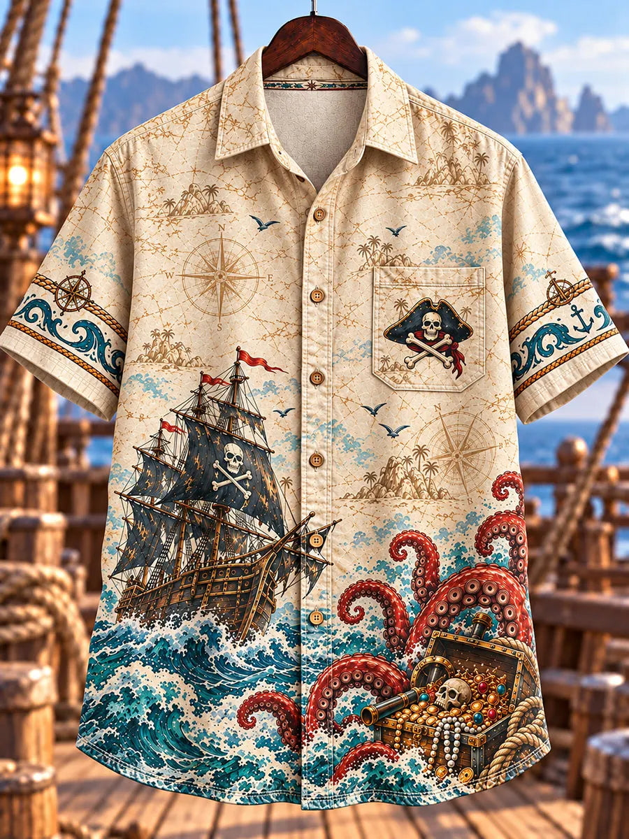 Old Salty Pirate Treasure Hunt Graphic Shirt