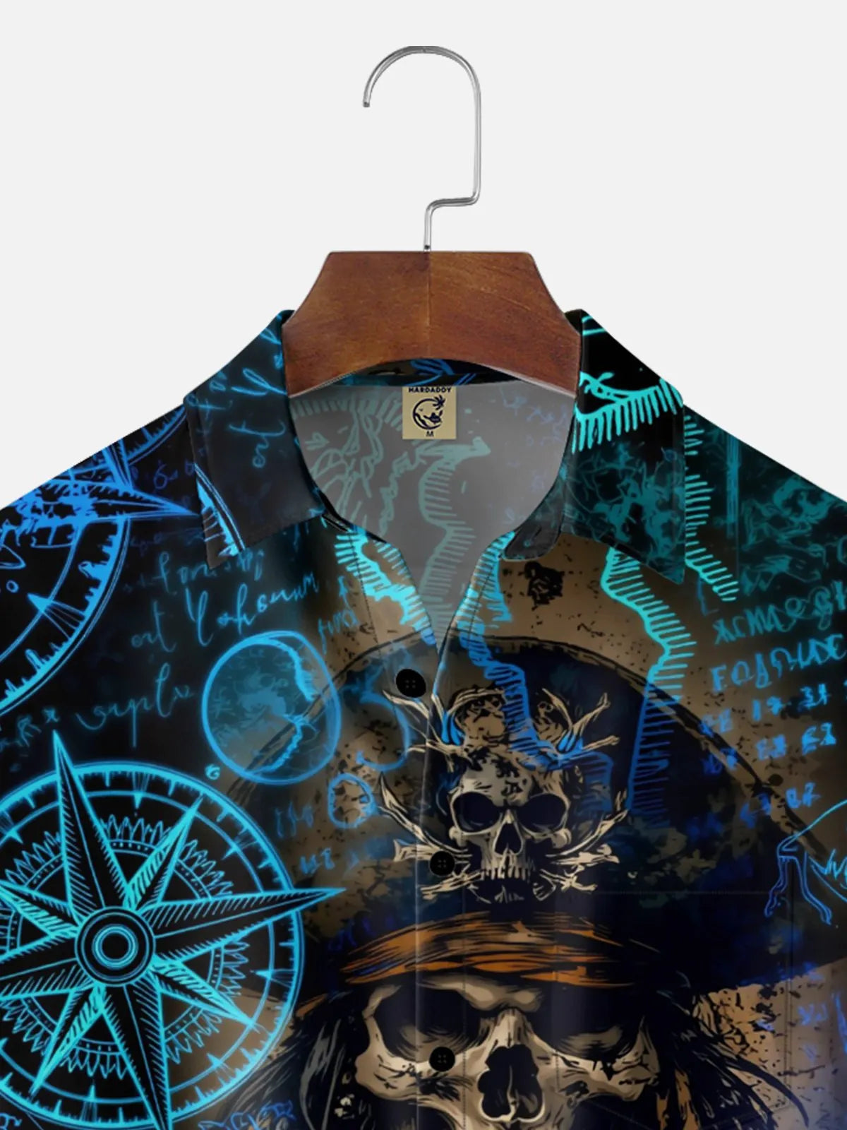 Moisture-Wicking Treasure Map Nautical Chart Pirate Theme Chest Pocket  Hawaiian Shirt