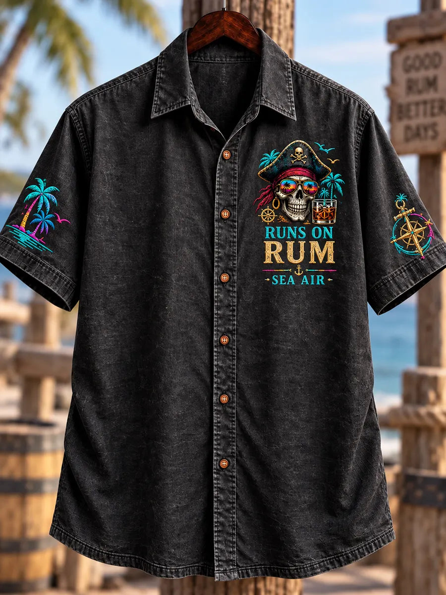 Runs On Rum, Bad Decisions & Sea Air Pirate Hawaiian Shirt