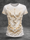Women'S Faith Cross Printed Round Neck T-Shirt