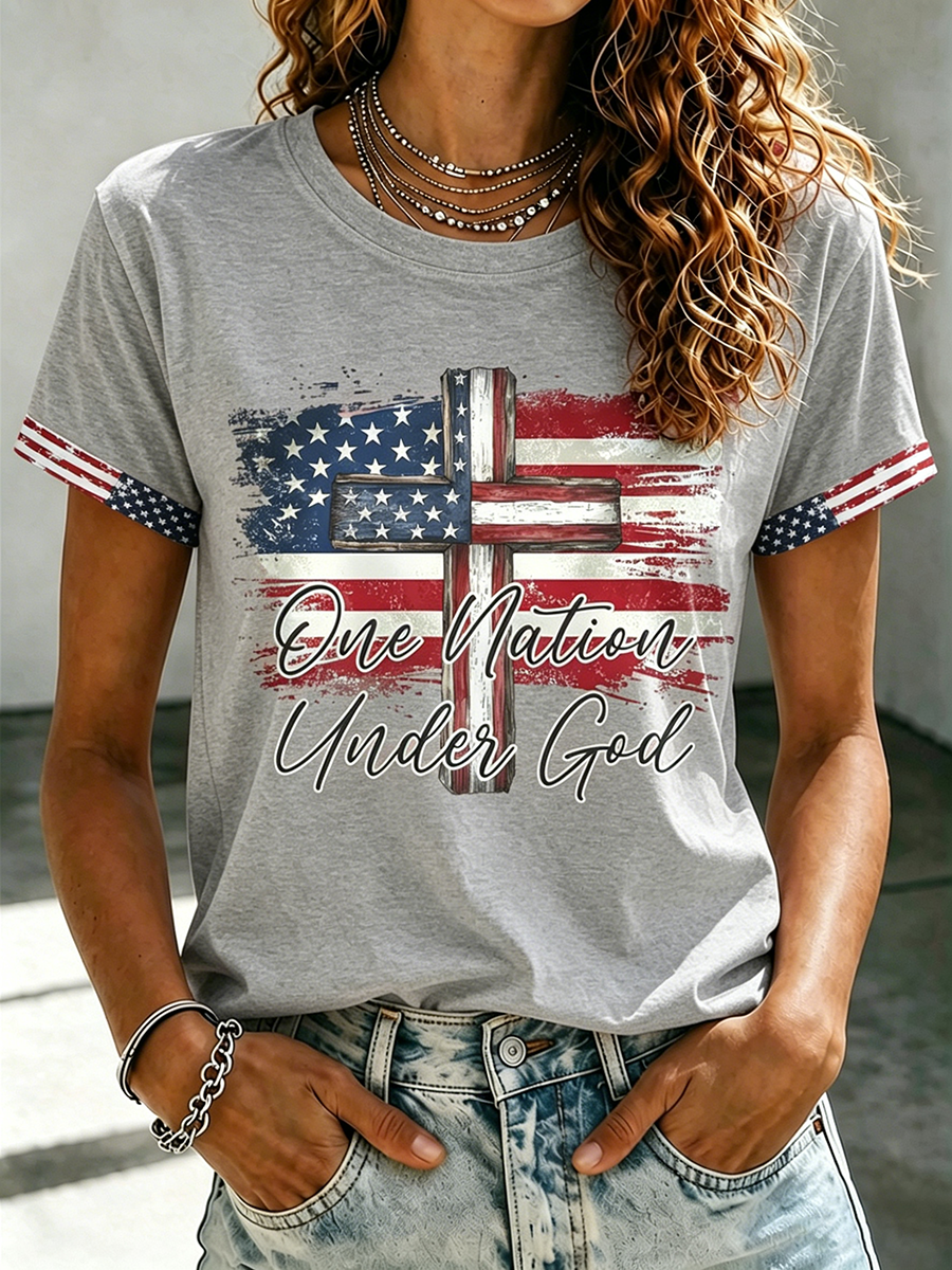 American Jesus Faith Memorial Printed Casual T-Shirt