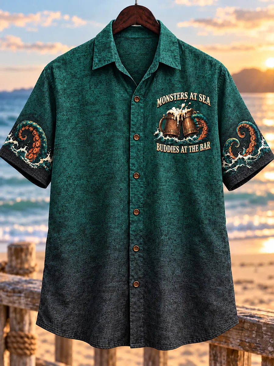Monsters at Sea, Buddies at the Bar Octopus Sailor Funny Shirt