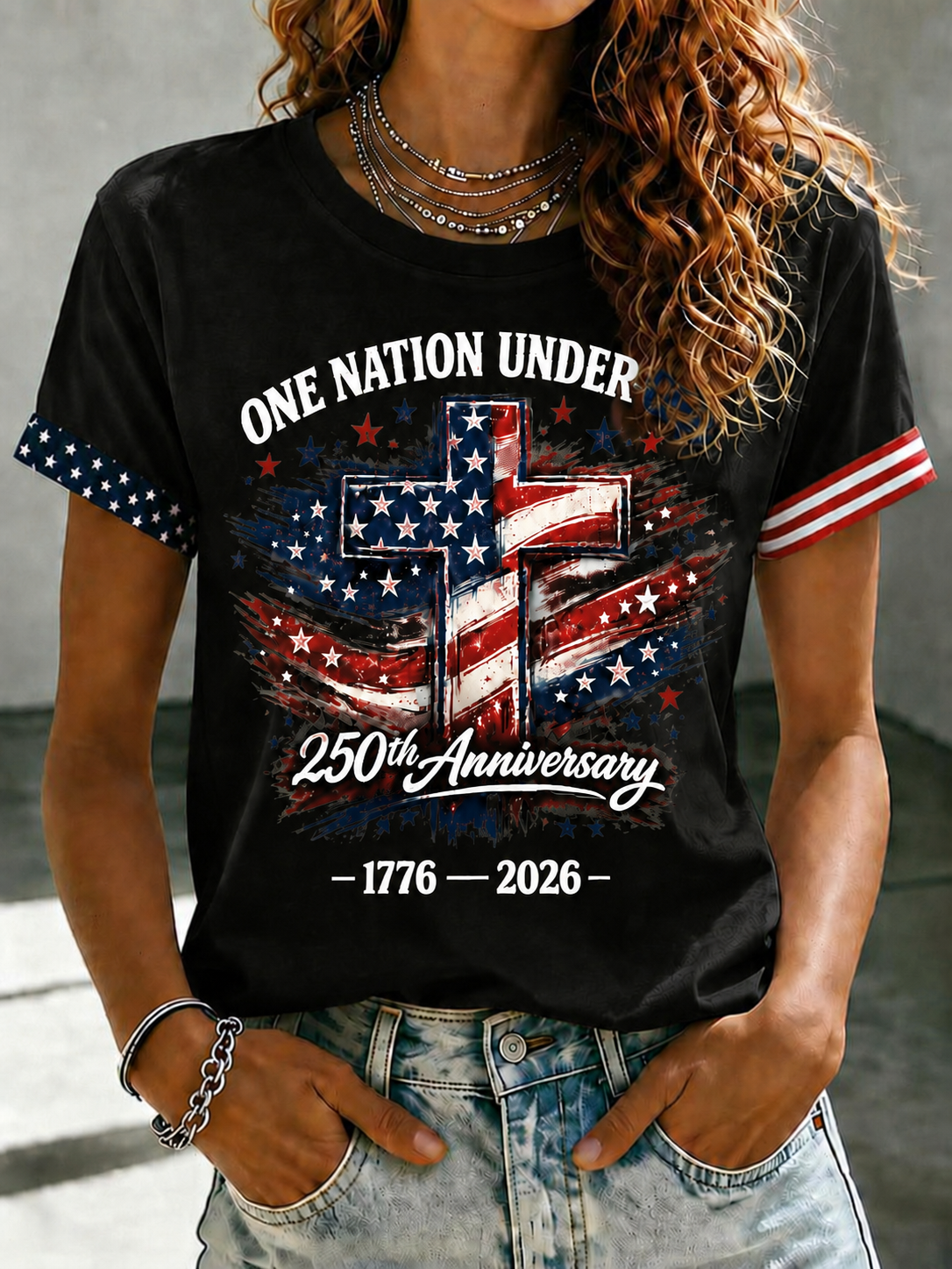 Women'S One Nation Under God 250th Anniversary Shirt