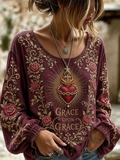 Women's Religious Faith Floral Art Print T-Shirt