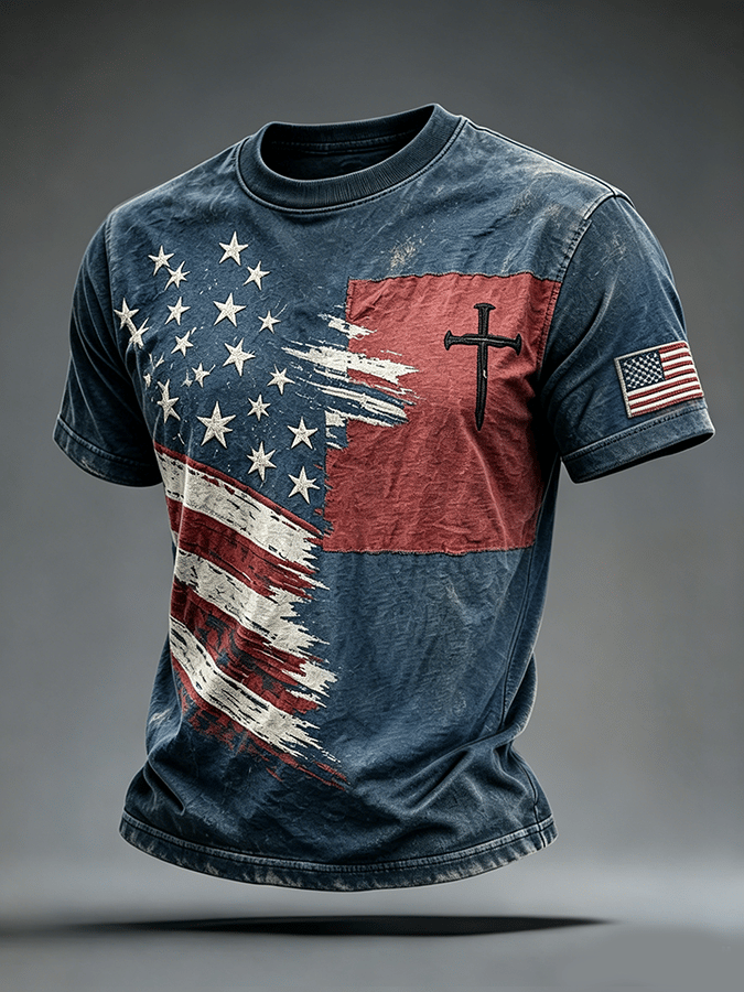 American Faith Commemorative Printed Round Neck T-Shirt