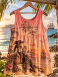 Women’s Sunset Pirate Print Sleeveless Tank Top