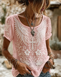 Women'S Retro Faith Flower Pattern Casual T-Shirt