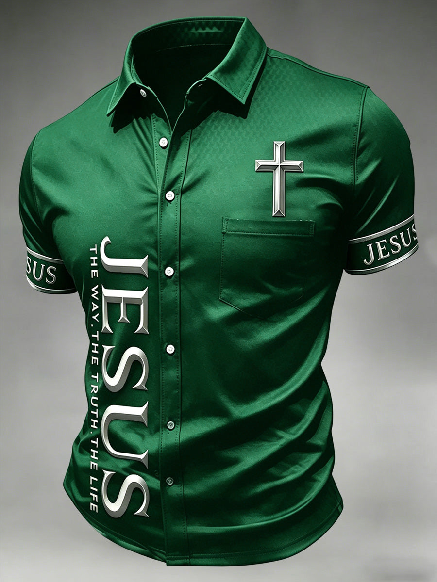 Men's Faith Cross Printed Casual Shirt