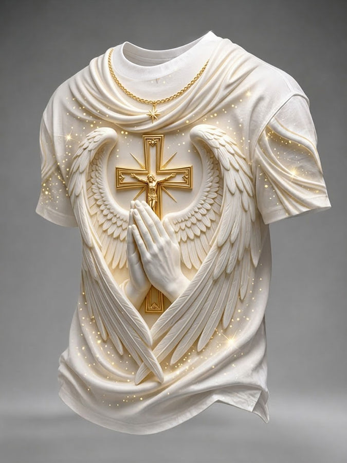 Men's Religious Beliefs Printed Casual Round Neck T-shirt
