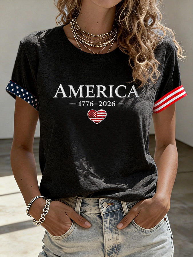 Women'S Patriotic Printed Casual T-Shirt From The United States