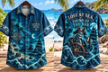 Men’s Pirate Skull Nautical Print Short-Sleeve Shirt