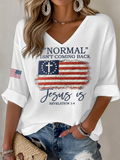 Women'S Casual Faith And National Flag Waffle Top