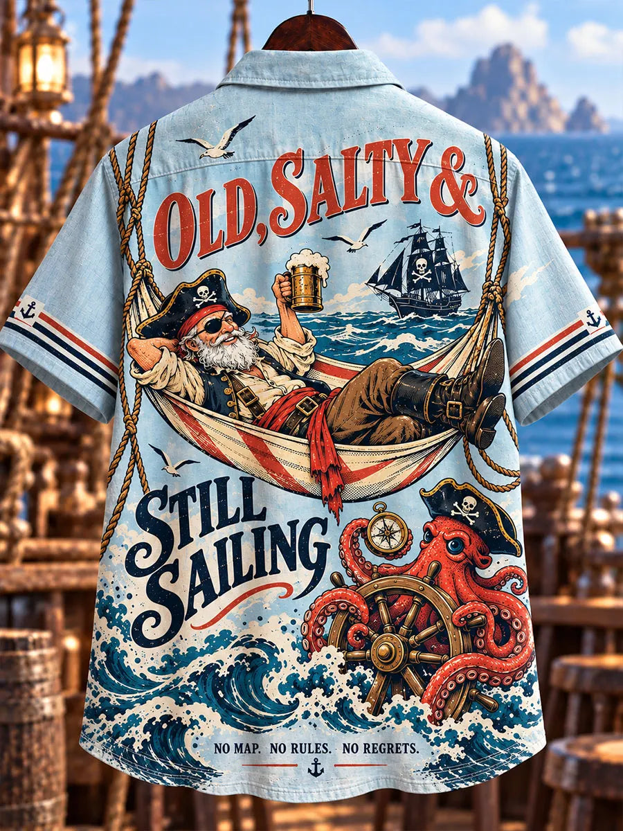 Old Salty Pirate & Octopus Sailing Graphic Shirt