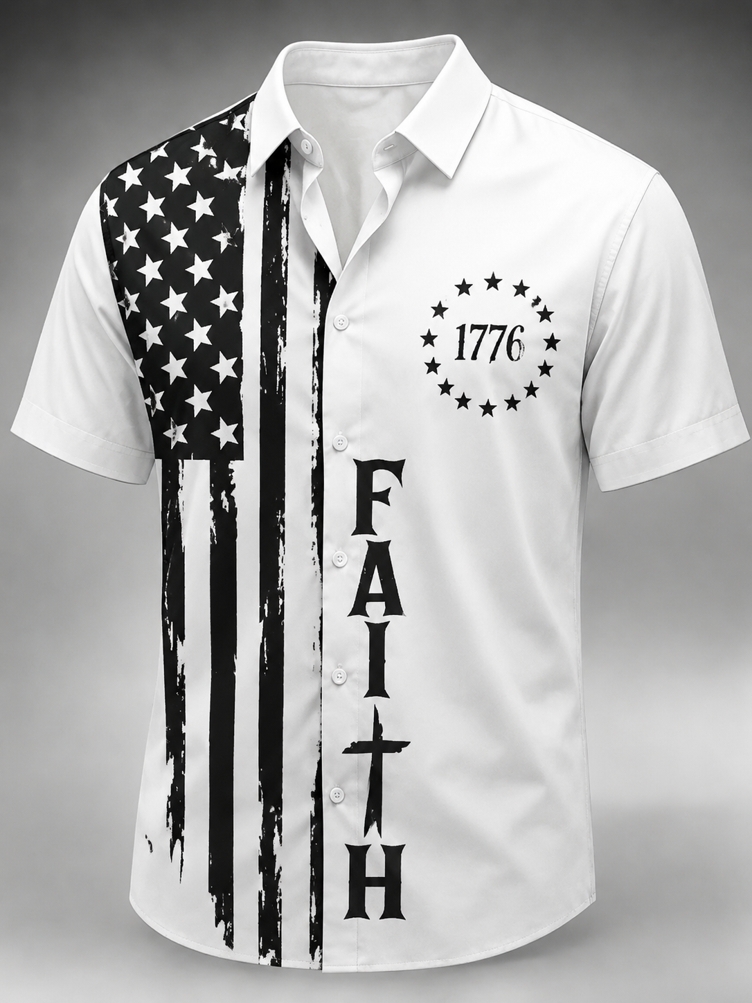 Men's Faith American Flag Printed Casual Shirt