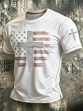 American Flag Faith Printed Round Neck T-shirt