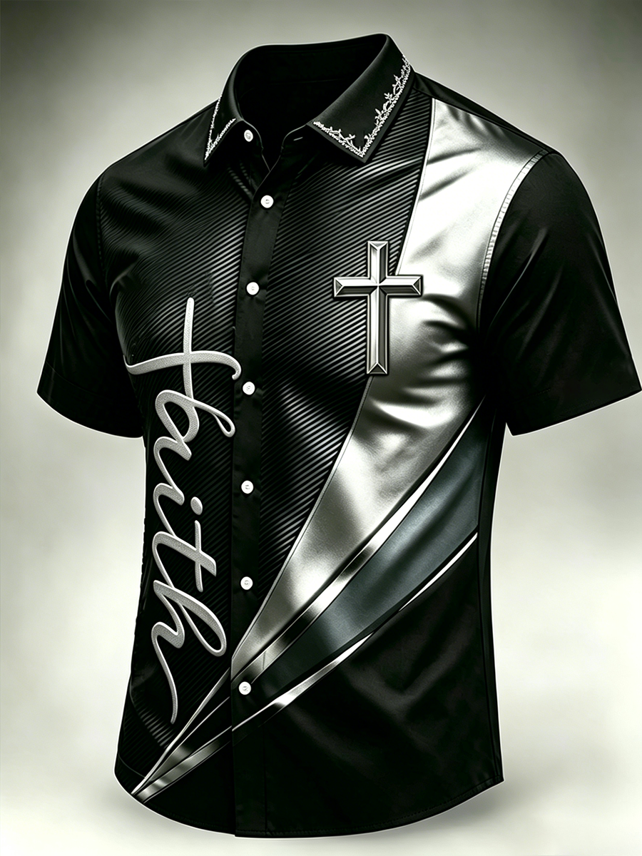 Men's Faith Cross Printed Casual Shirt