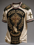 Men's Retro Faith Print Casual T-Shirt