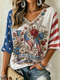 Women's USA Faith V-neck Short sleeved Top