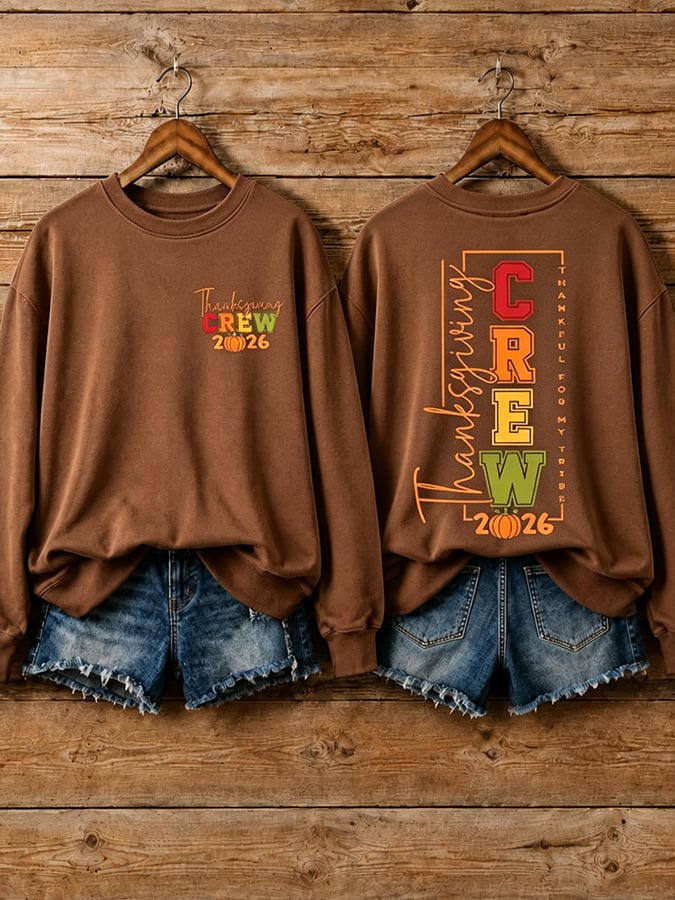 Women's Retro Thanksgiving Turkey Print Sweatshirt