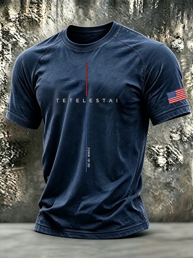 Men's Faith American Flag Sleeve Printed Short-Sleeve T-Shirt