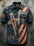 Men's Faith Cross Printed Casual Shirt