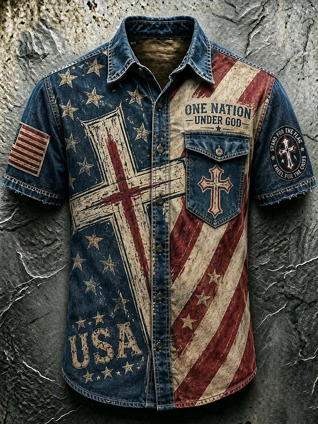Men's Faith Cross Printed Casual Shirt