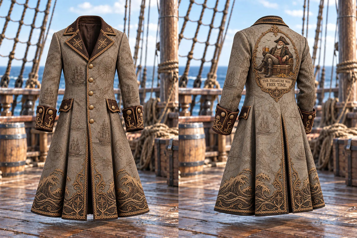 🗺️ Men's Treasure Was Free Time Pirate Coat