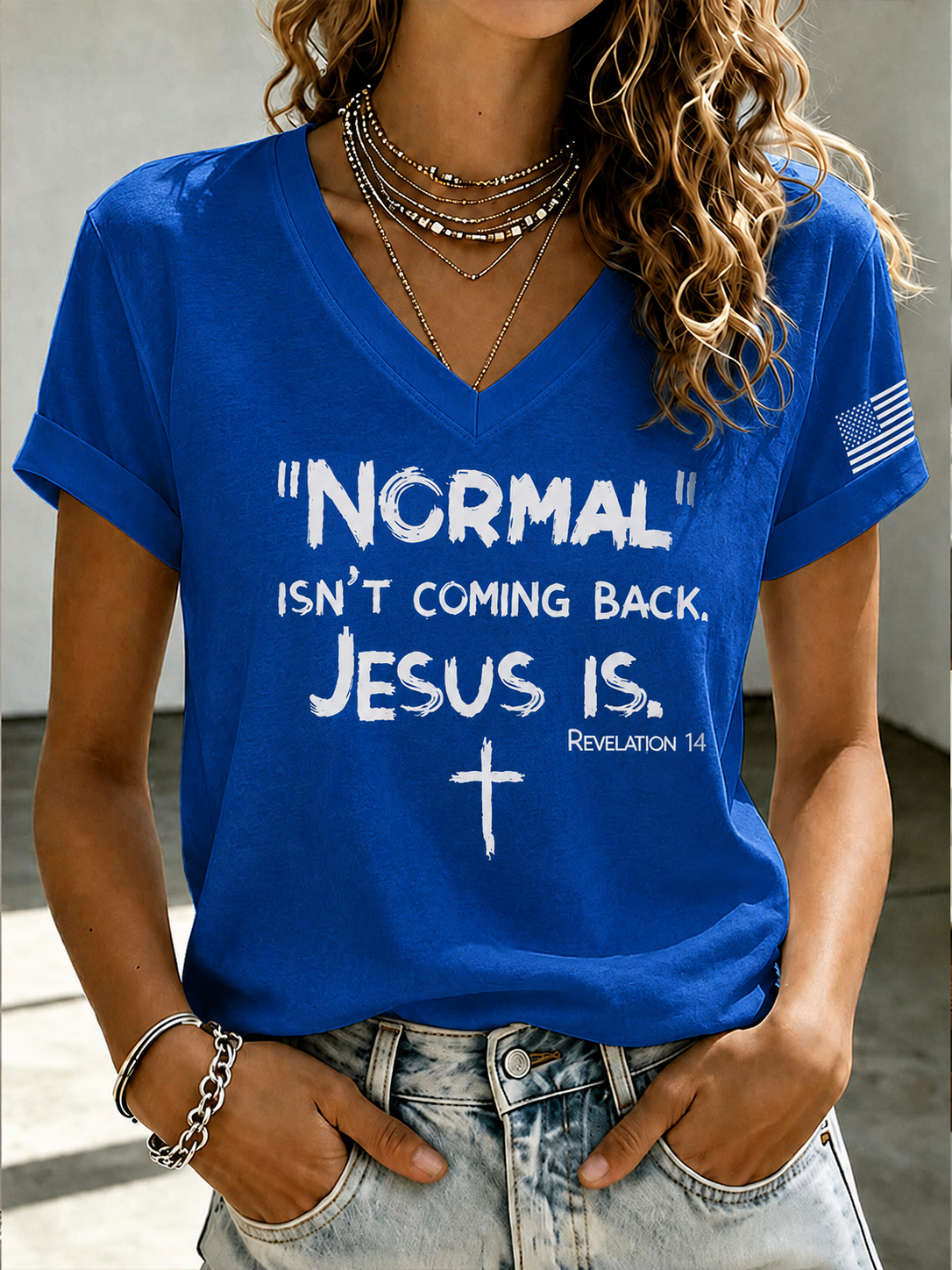 Women'S American Flag Faith Printed Casual T-Shirt