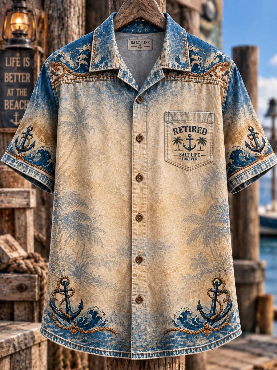 Men’s Vintage Old Salt Pirate Short Sleeve Shirt