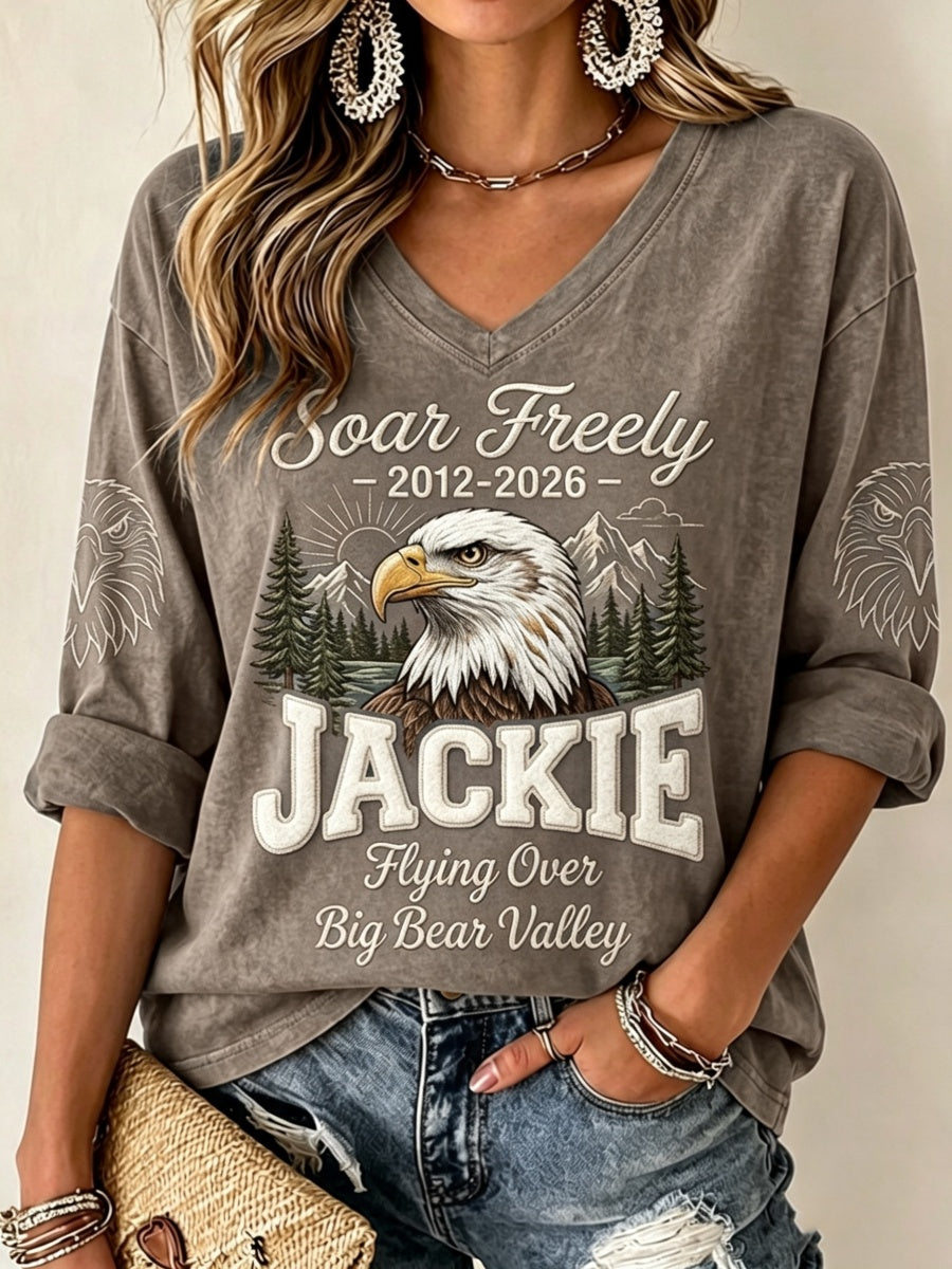 Women'S Eagle Jackie Print V-Neck Top
