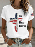 Women'S Faith Flag Printed Round Neck T-Shirt
